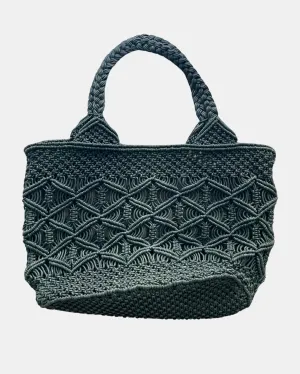 BASKET MACRAME TOTE IN BLACK