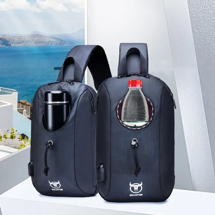 BULL CAPTAIN 0113 Large-Capacity Crossbody Waterproof Chest Bag with USB Charging Hole(Blue)