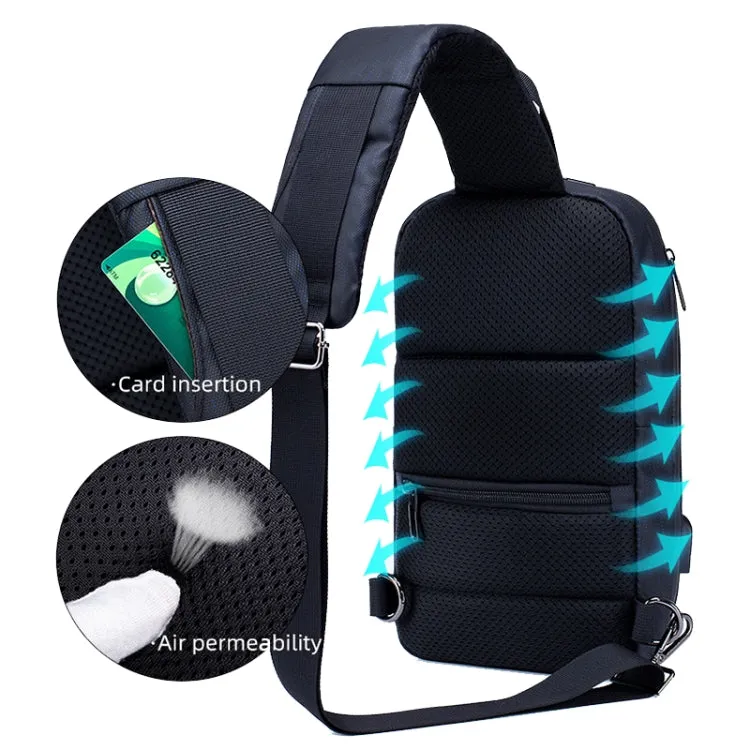 BULL CAPTAIN 0113 Large-Capacity Crossbody Waterproof Chest Bag with USB Charging Hole(Blue)