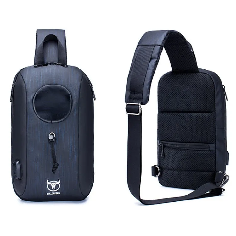 BULL CAPTAIN 0113 Large-Capacity Crossbody Waterproof Chest Bag with USB Charging Hole(Blue)