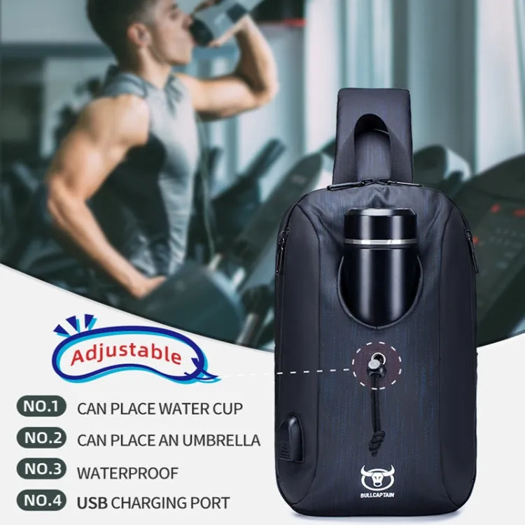 BULL CAPTAIN 0113 Large-Capacity Crossbody Waterproof Chest Bag with USB Charging Hole(Blue)
