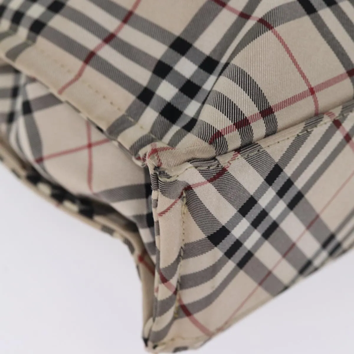 BURBERRY Nova Check Blue Label Hand Bag Nylon Beige  kk235