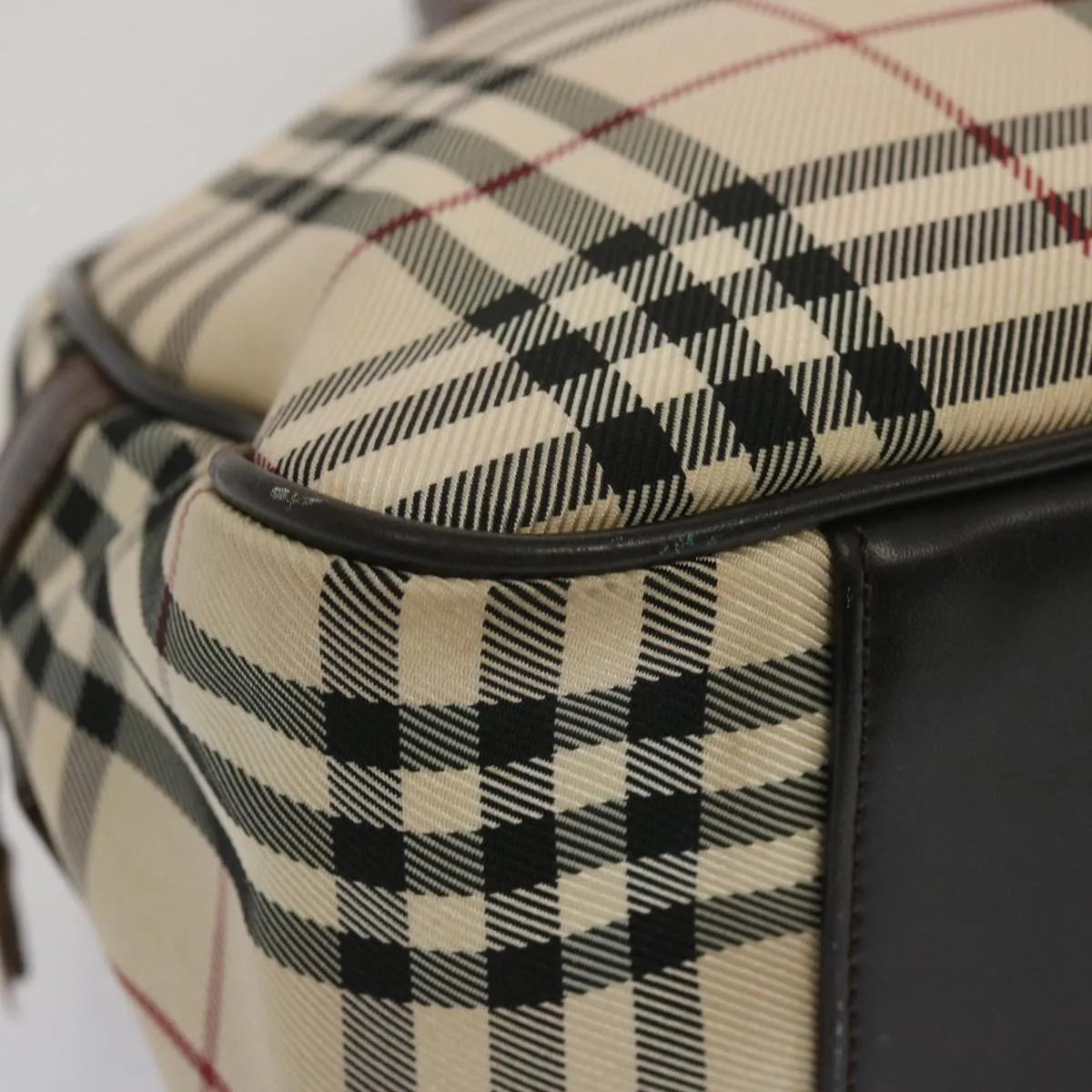 BURBERRY Nova Check Boston Bag Canvas Beige  67063