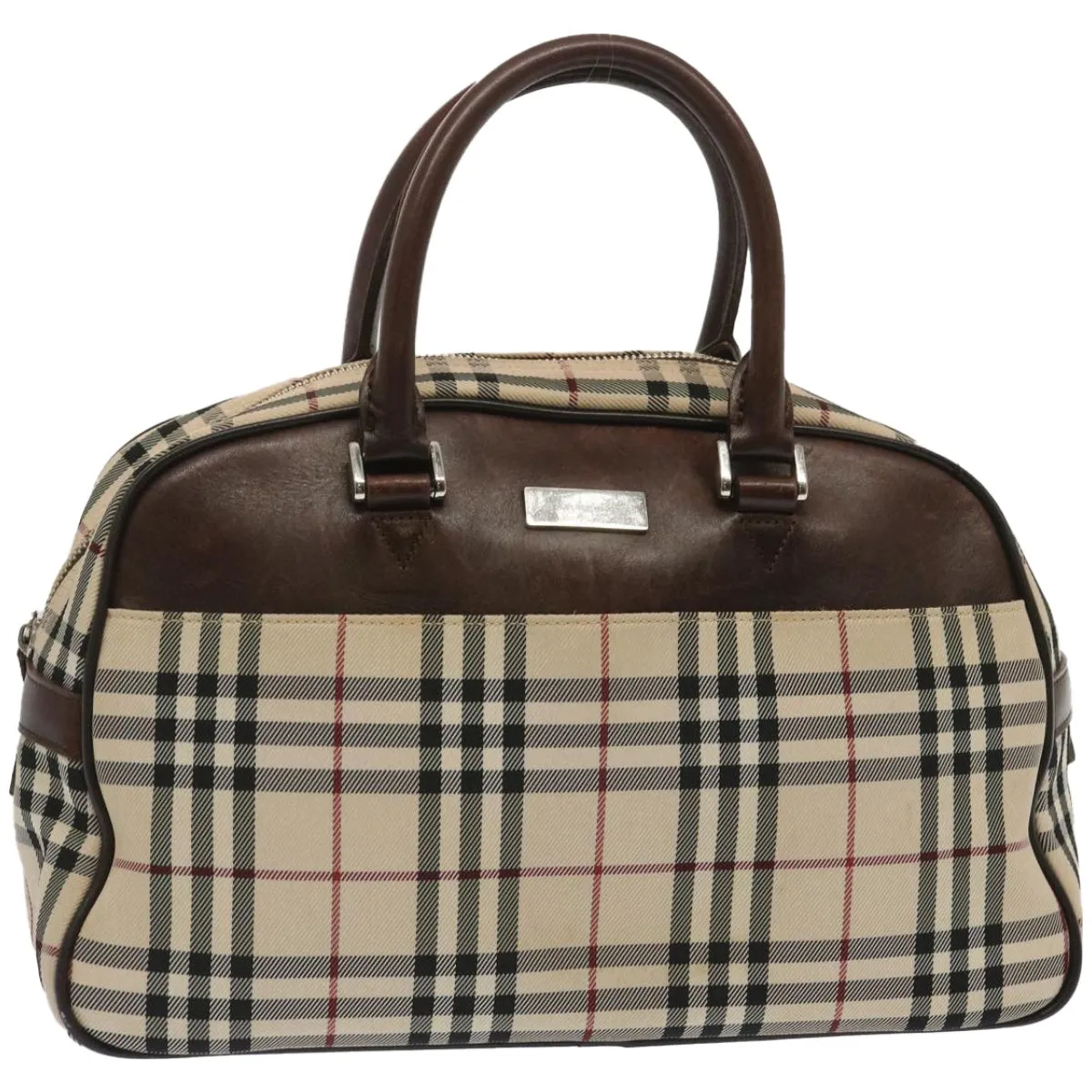 BURBERRY Nova Check Boston Bag Canvas Beige  67063