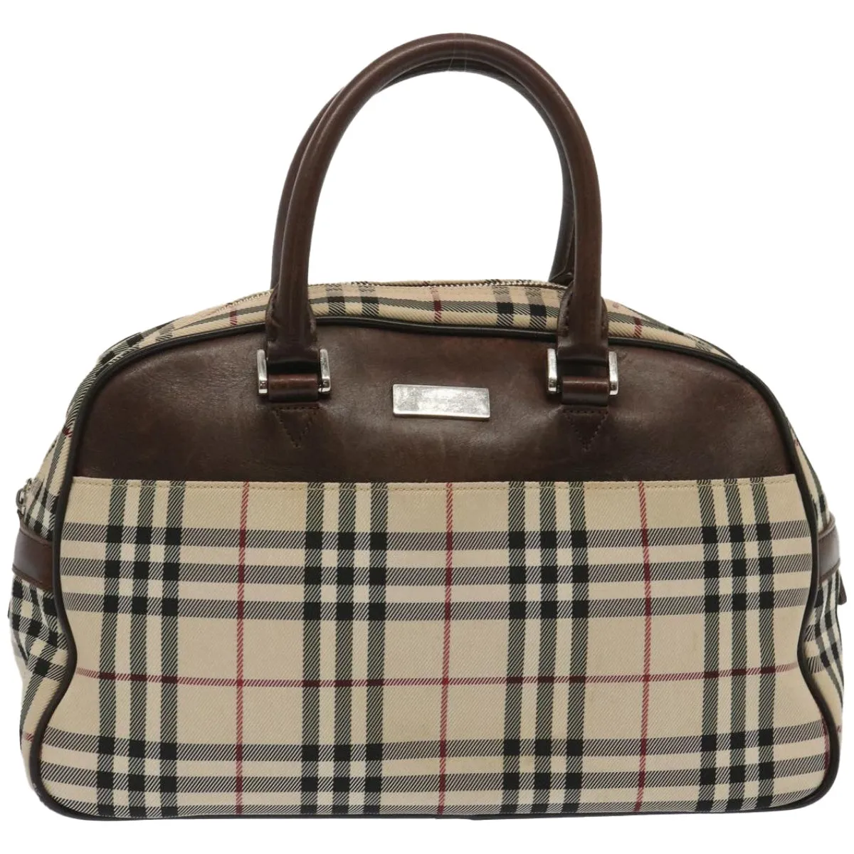 BURBERRY Nova Check Boston Bag Canvas Beige  67063