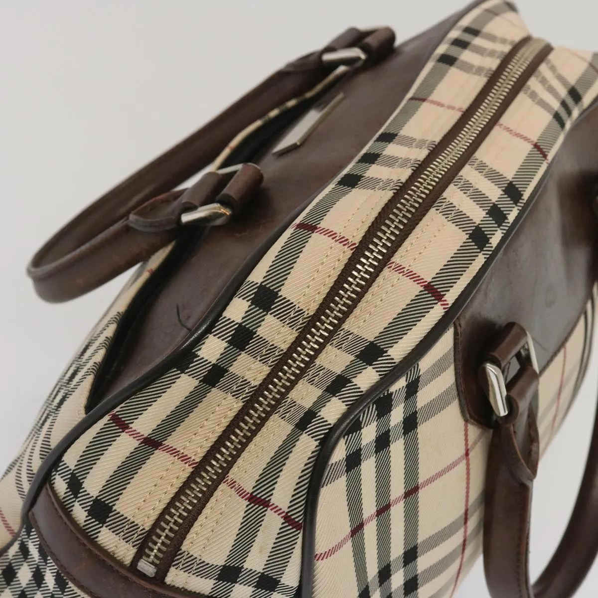 BURBERRY Nova Check Boston Bag Canvas Beige  67063