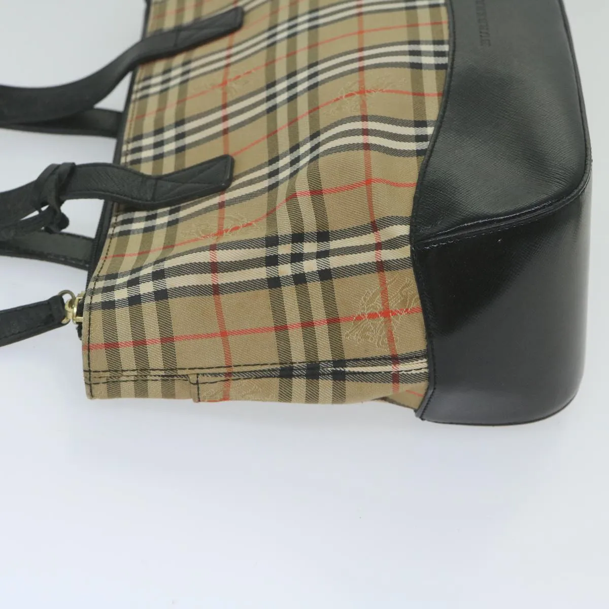BURBERRY Nova Check Hand Bag Canvas Beige Black  61096