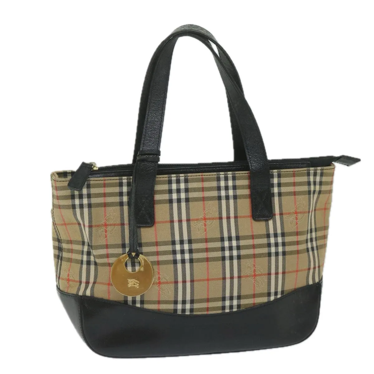 BURBERRY Nova Check Hand Bag Canvas Beige Black  61096