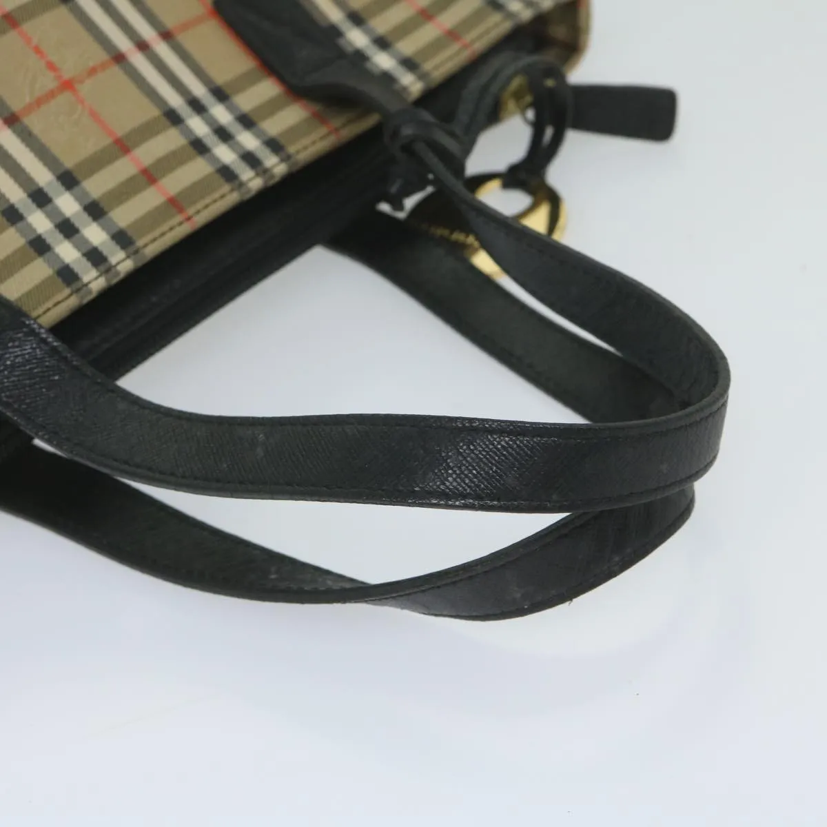 BURBERRY Nova Check Hand Bag Canvas Beige Black  61096