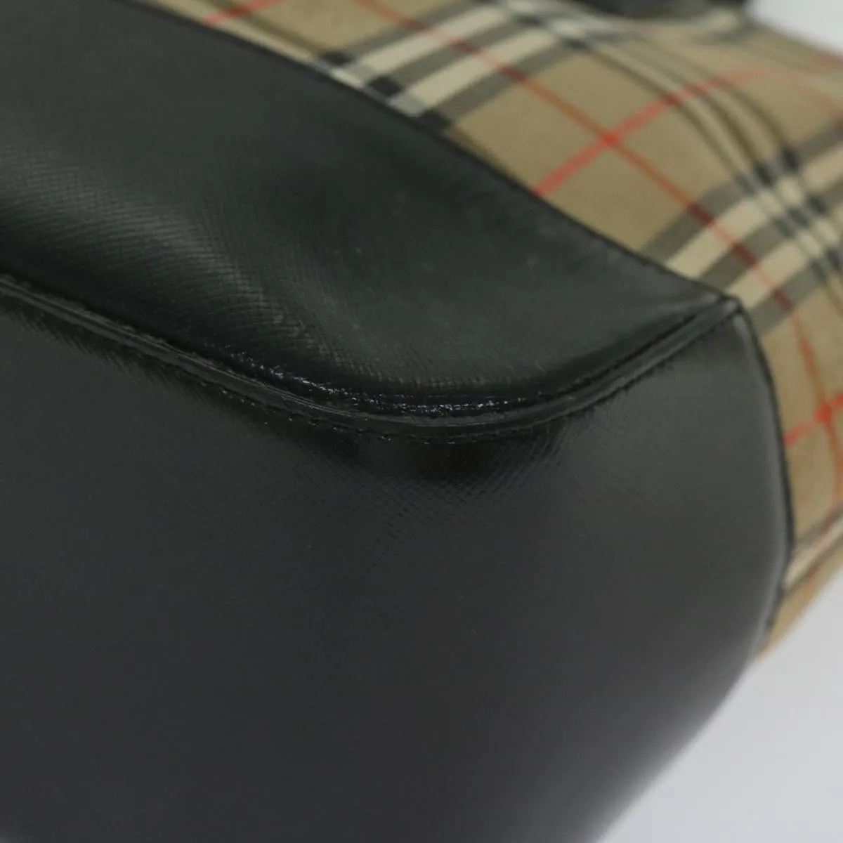BURBERRY Nova Check Hand Bag Canvas Beige Black  61096