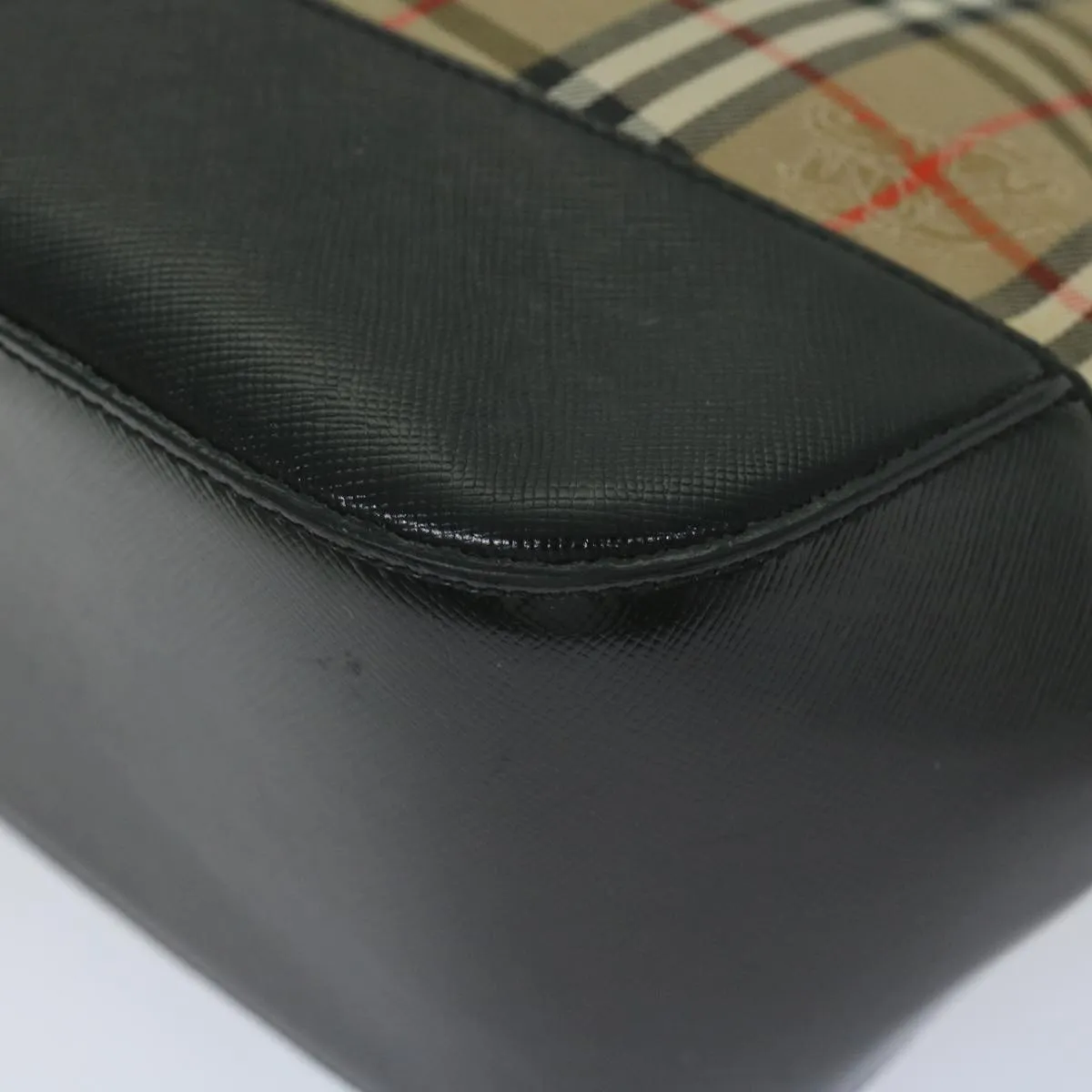 BURBERRY Nova Check Hand Bag Canvas Beige Black  61096