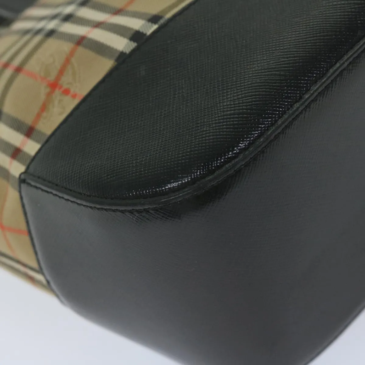BURBERRY Nova Check Hand Bag Canvas Beige Black  61096