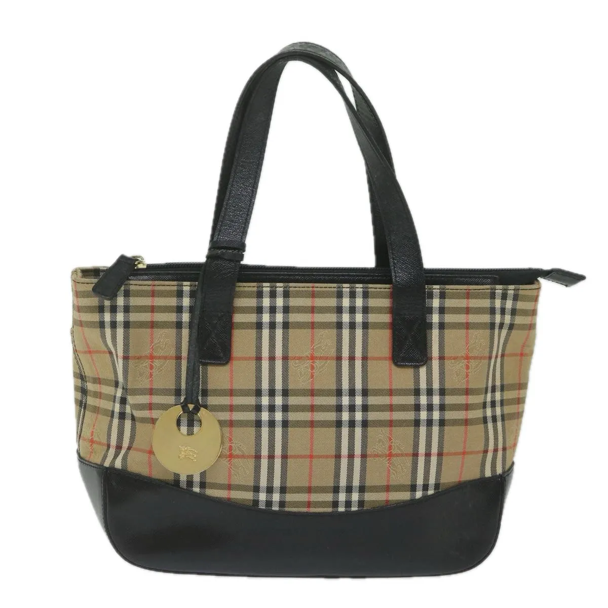 BURBERRY Nova Check Hand Bag Canvas Beige Black  61096
