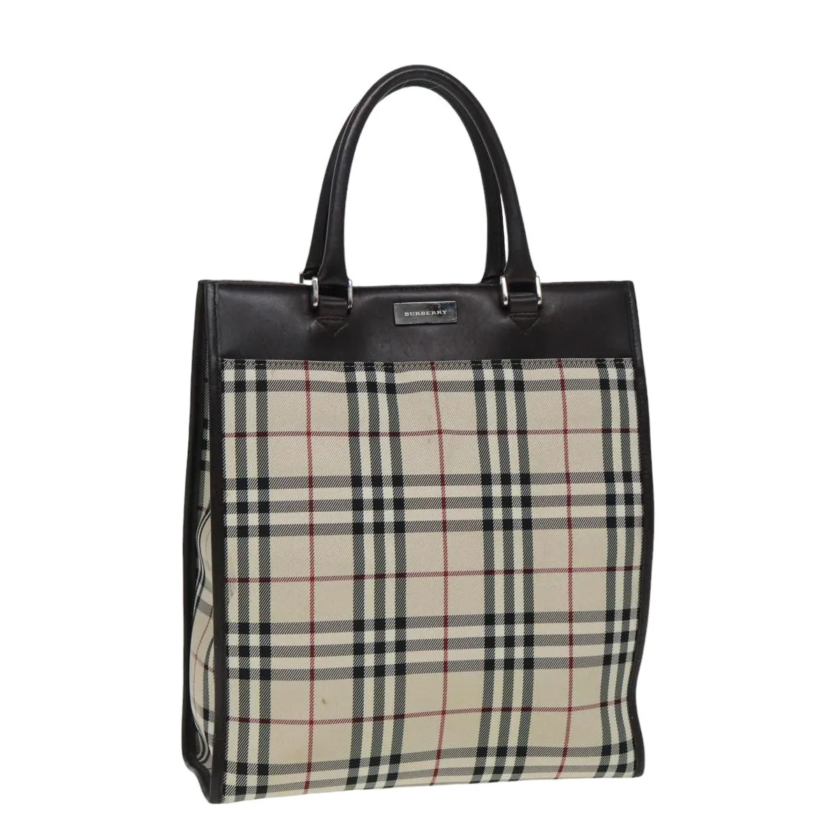 BURBERRY Nova Check Hand Bag Canvas Beige Dark Brown  bs15800