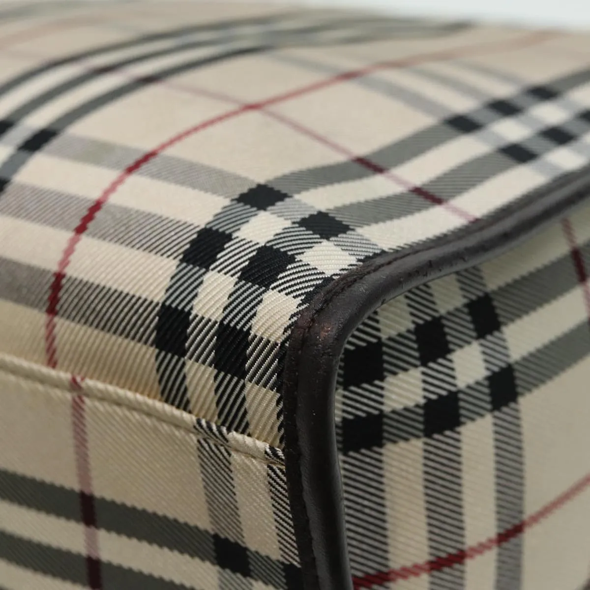 BURBERRY Nova Check Hand Bag Canvas Beige Dark Brown  bs15800