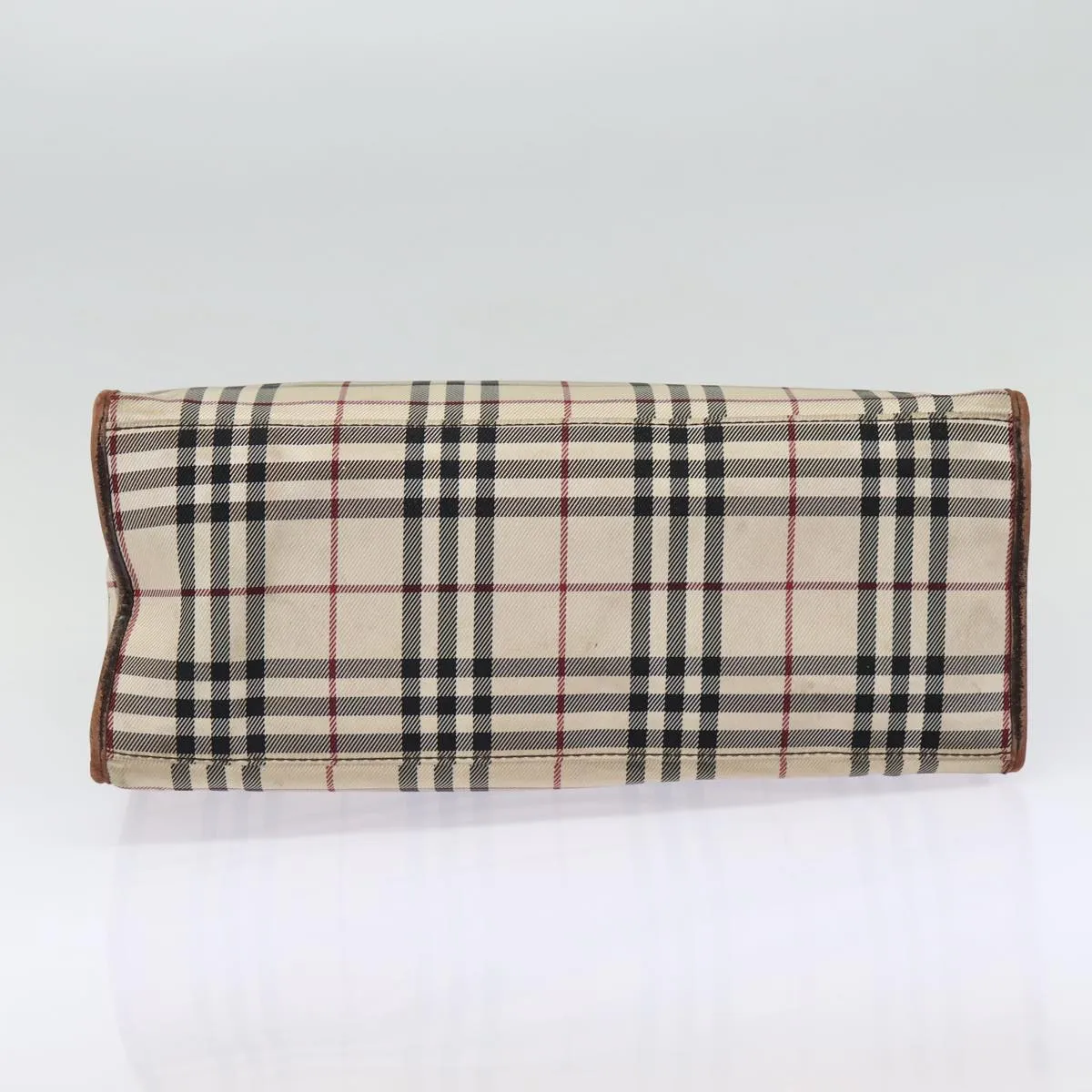 BURBERRY Nova Check Hand Bag Canvas Beige Silver  yk14284