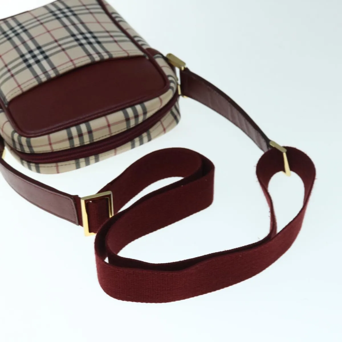 BURBERRY Nova Check Shoulder Bag Nylon Canvas Beige  hk1021