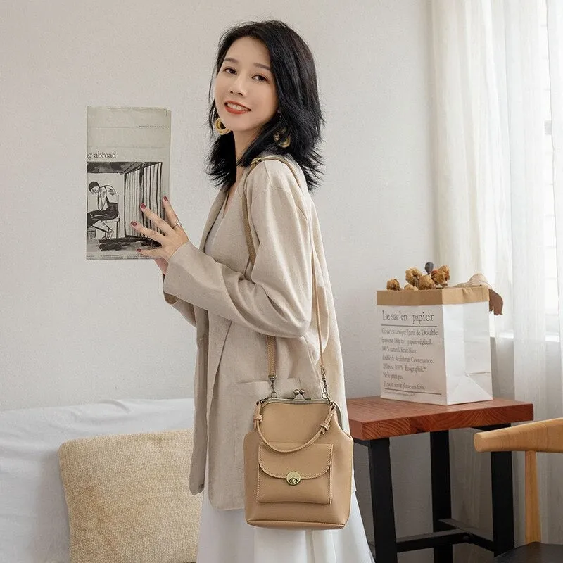 Classic Style Waterproof Vegan Leather Crossbody Clasp Bags