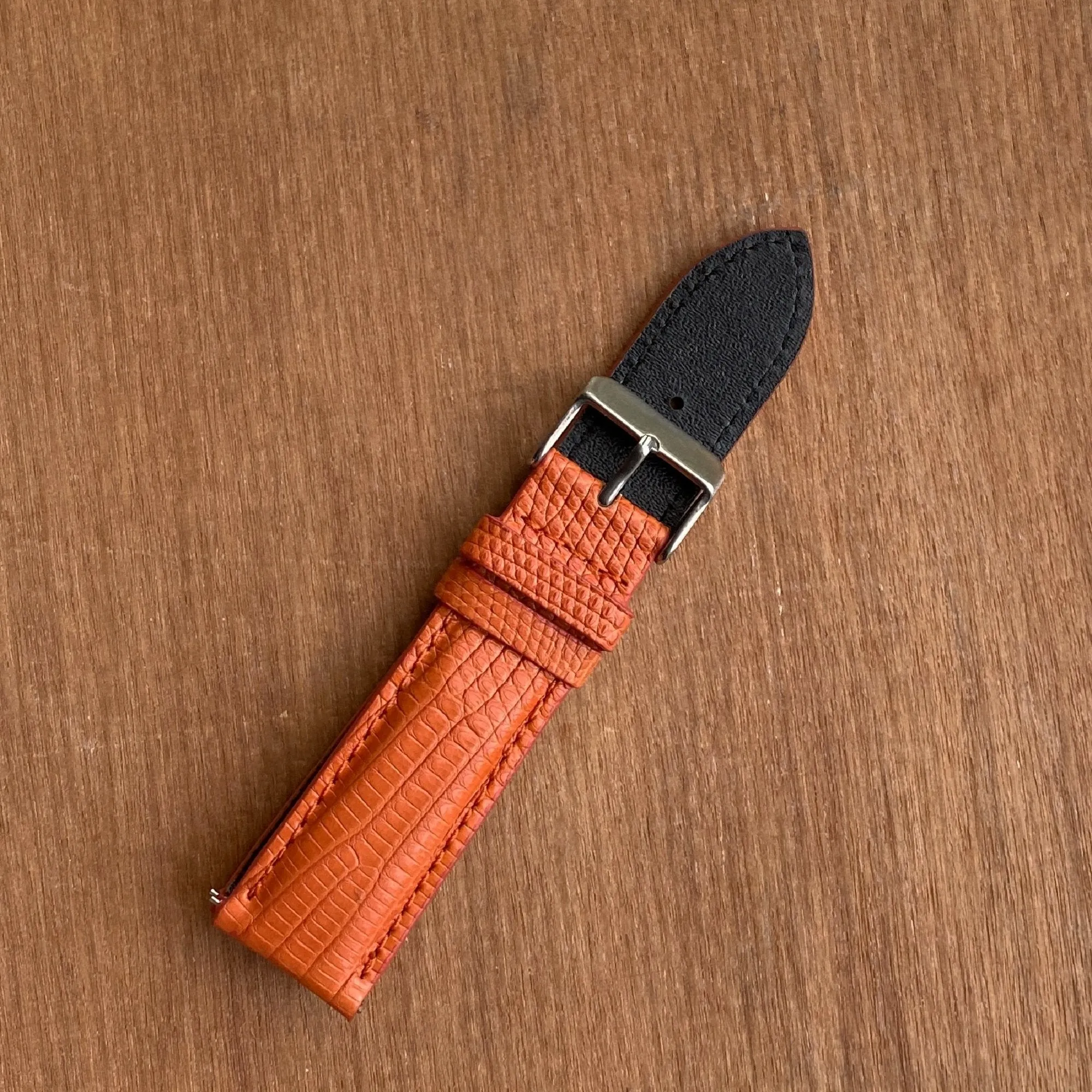 Handmade Orange Lizard Leather Watch Band For Men Quick Release Replacement Wristwatch Strap | DH-160