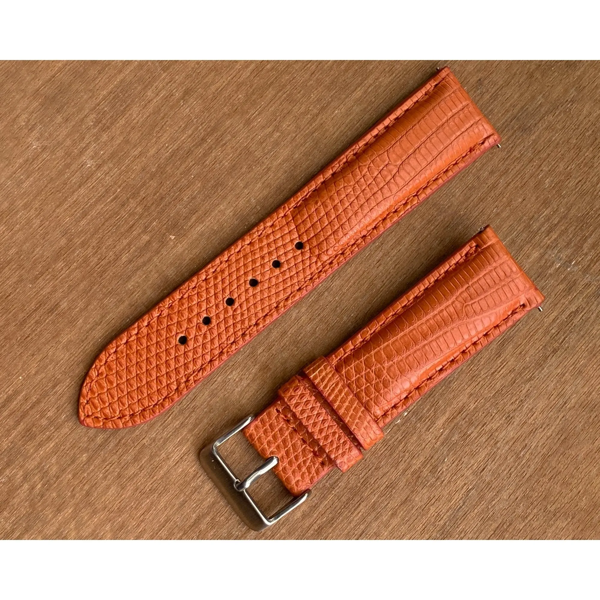Handmade Orange Lizard Leather Watch Band For Men Quick Release Replacement Wristwatch Strap | DH-160