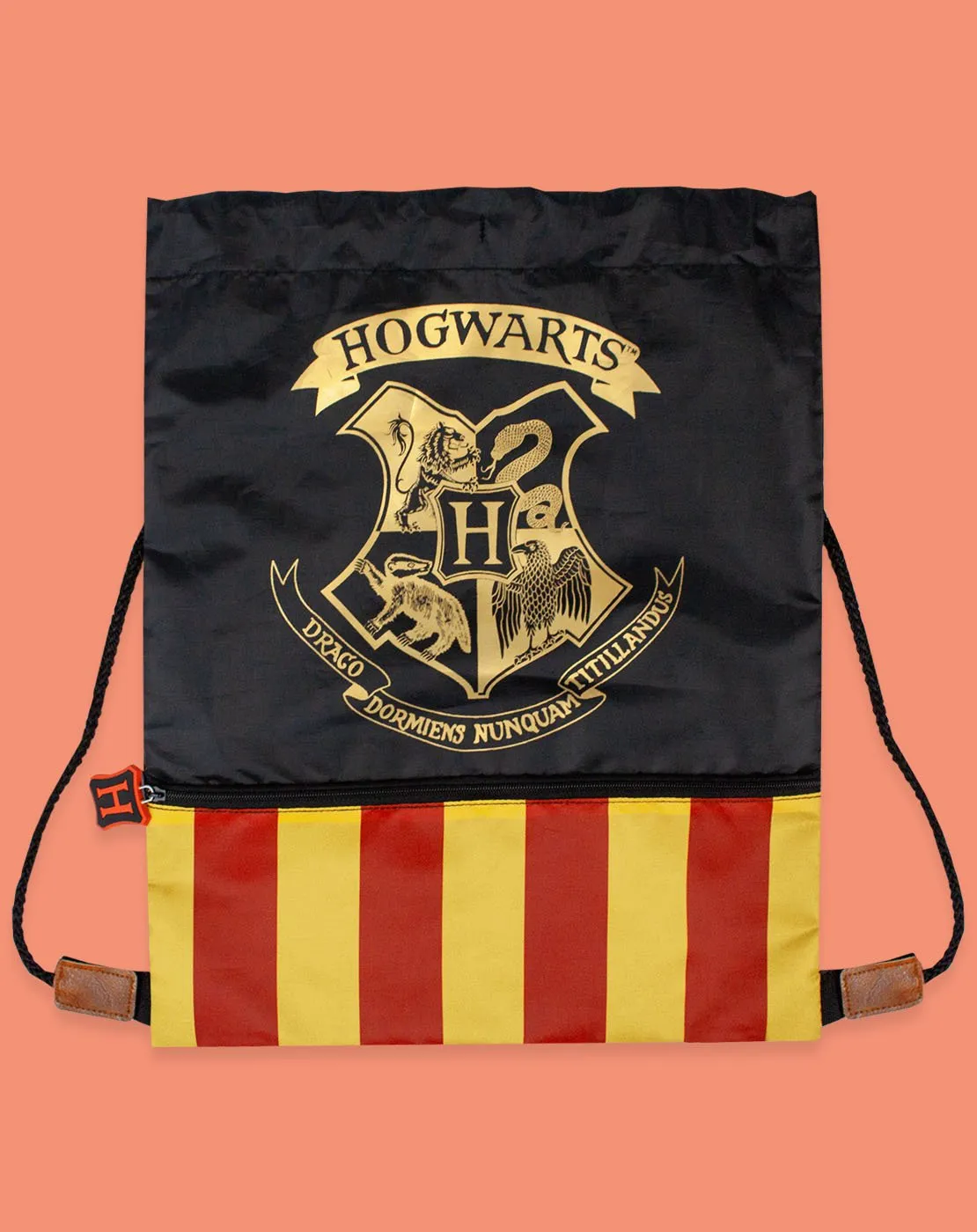 Harry Potter Hogwarts Crest Official Drawstring Bag for Gym School Swimming