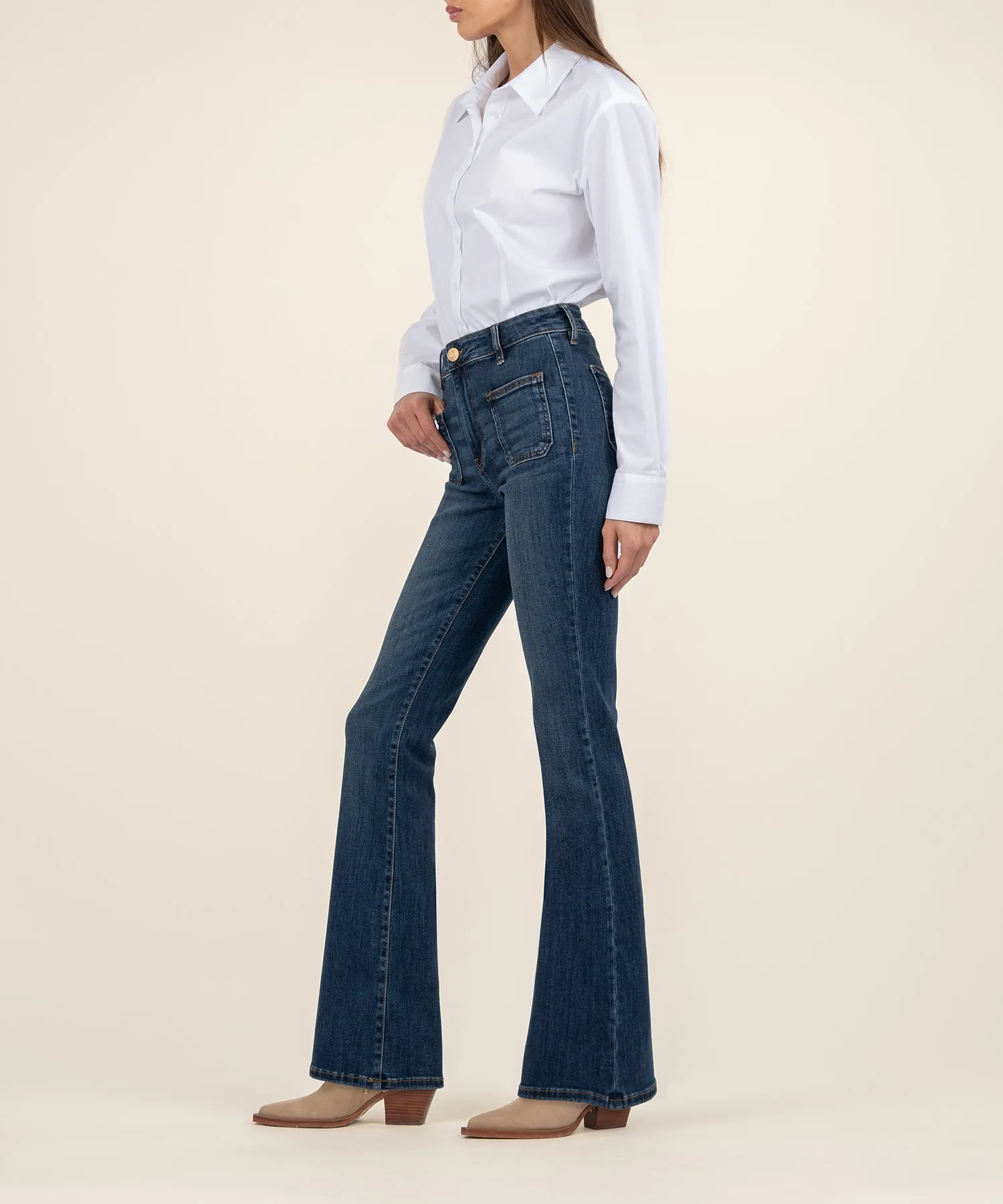 KUT Ana Patch Pocket Flare Jeans