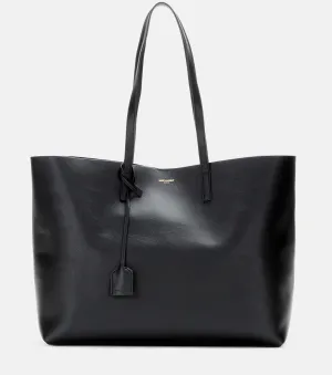 Leather tote bag Shopping E/W Saint Laurent, black