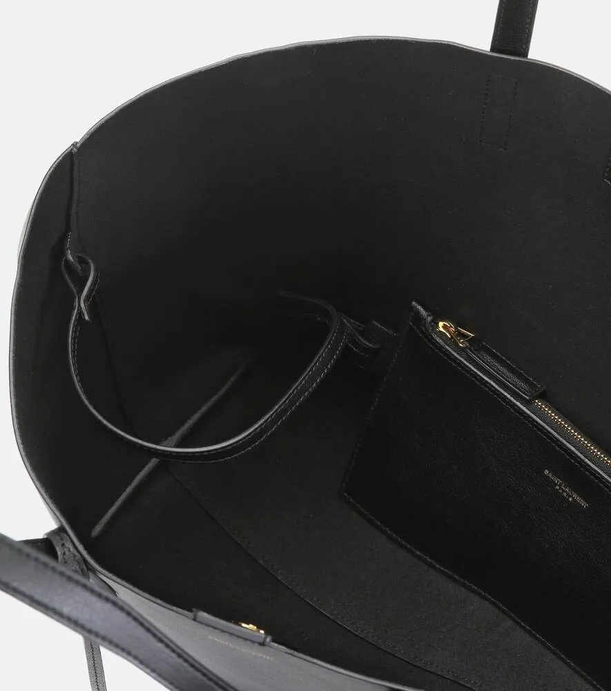 Leather tote bag Shopping E/W Saint Laurent, black