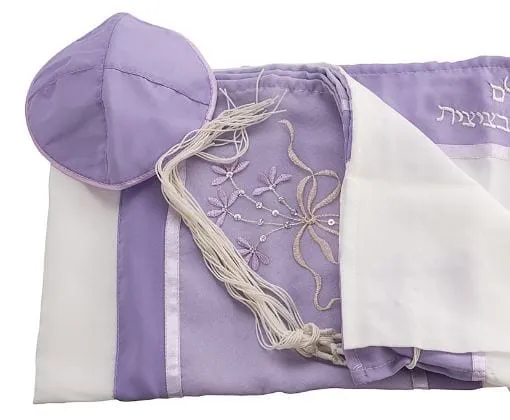 Lilac Dawn Tallit for women, Bat Mitzvha Tallit, Silk Tallit, Feminine Tallit, Women's Tallit Prayer Shawl