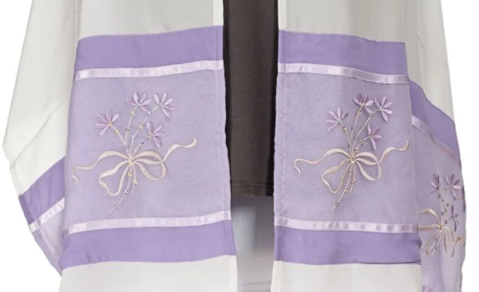 Lilac Dawn Tallit for women, Bat Mitzvha Tallit, Silk Tallit, Feminine Tallit, Women's Tallit Prayer Shawl