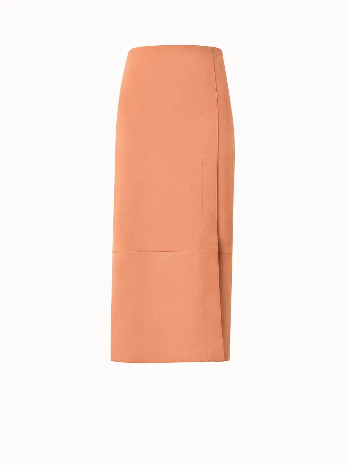 Long Pencil Skirt in Nubuck Lamb Leather