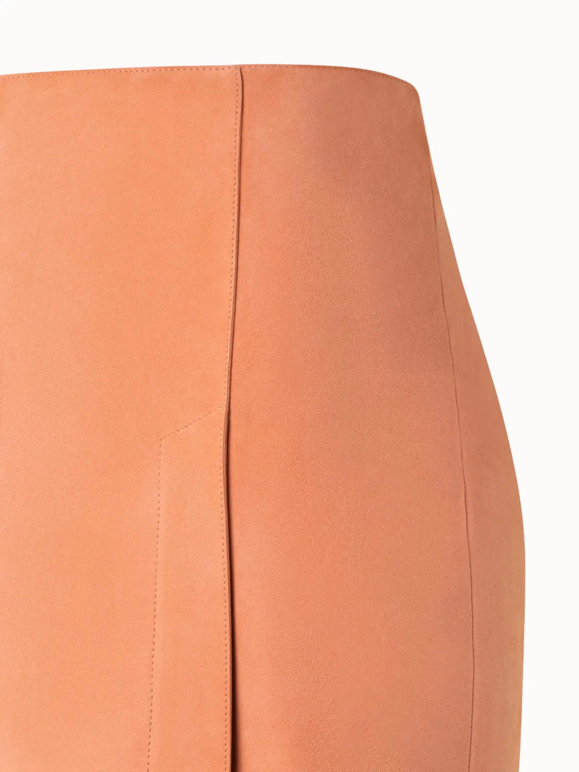 Long Pencil Skirt in Nubuck Lamb Leather