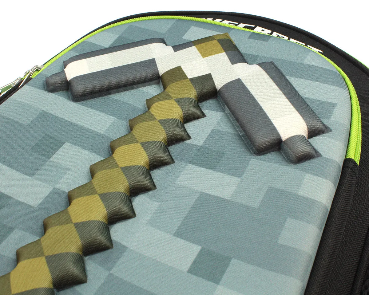 Minecraft Backpack Kids 16" 3D Molded Pickaxe Childrens School Bag