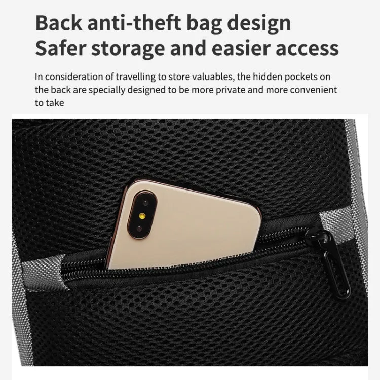 Ozuko 9283 Men Outdoor Anti-theft Chest Bag Rivet Messenger Bag with External USB Charging Port(Brown)