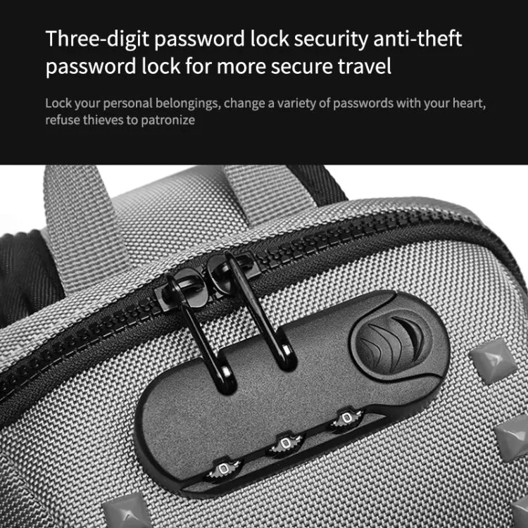 Ozuko 9283 Men Outdoor Anti-theft Chest Bag Rivet Messenger Bag with External USB Charging Port(Brown)
