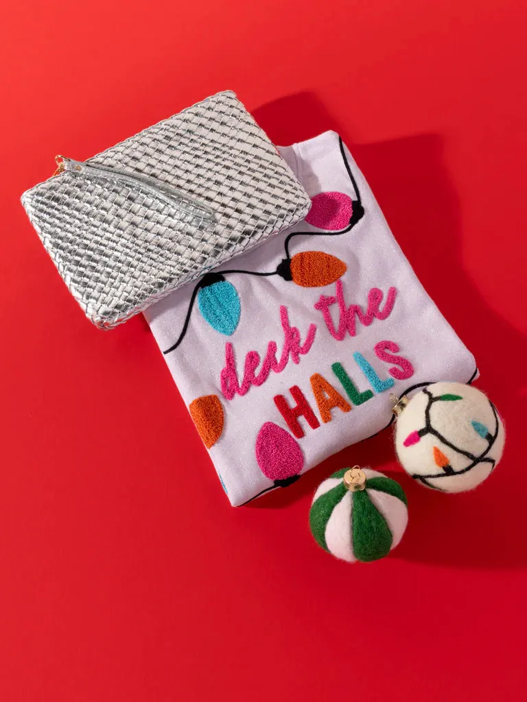 SHI Blythe Woven Zip Wristlet in Silver Platinum