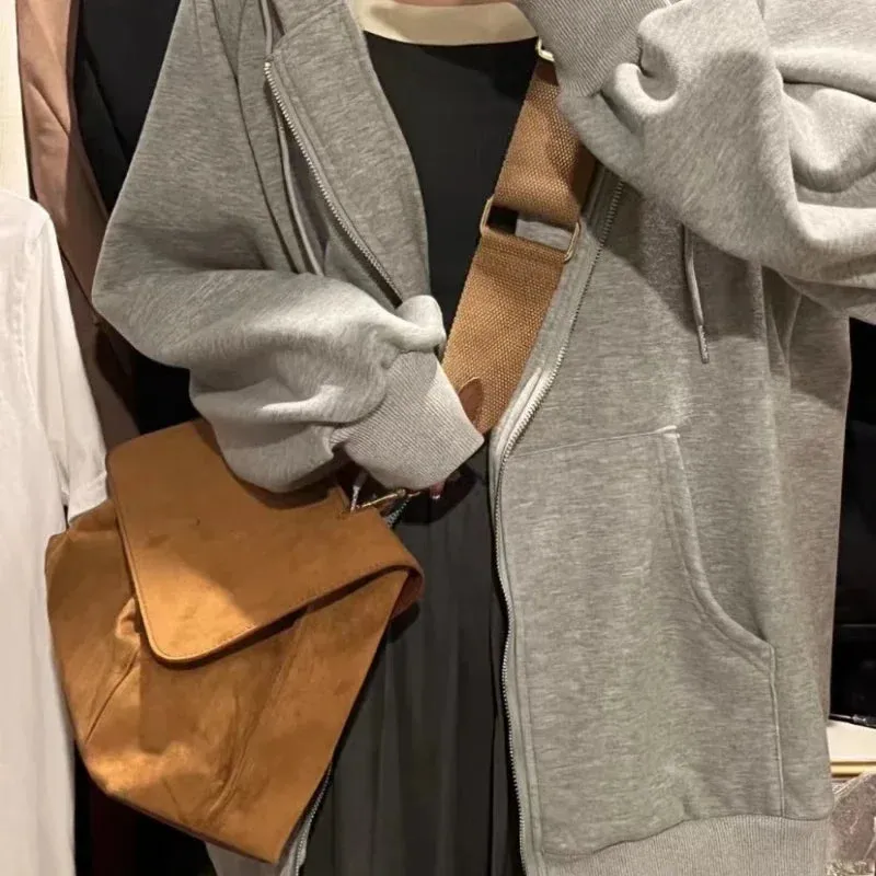 TAVIMART  -  New Women Trend Fashion Crossbody Bag Streetwear Y2k Aesthetic All Match Handbags Vintage Casual Solid Simple Shoulder Bags
