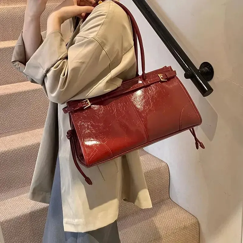TAVIMART  -  Retro PU Leather Shoulder Bag For Women New Autumn Winter Luxury Trend Underarm Bags Lady Korean Fashion Tote Bags Handbags
