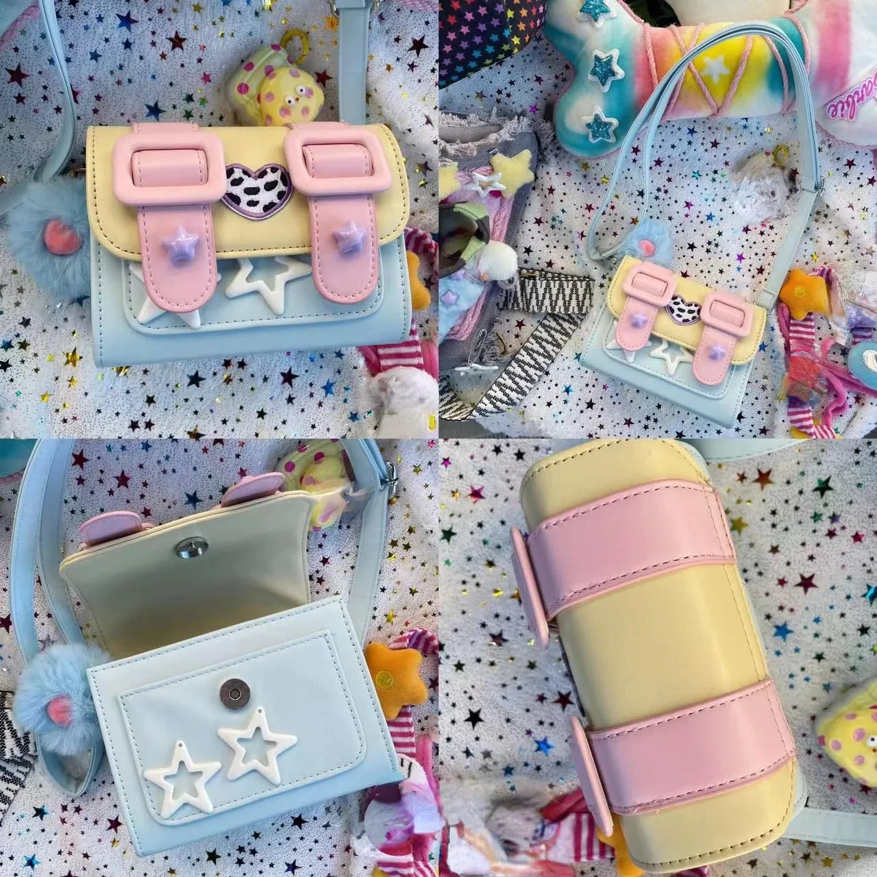 TAVIMART  -  Y2k Preppy Fashion Macaron Aesthetic Kawaii Shoulder Bag Japanese JK Lolita Contrast Color Sweet Star Women Crossbody Bags