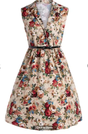 Womens Vintage Style Dress • Floral Midi • Plus Size