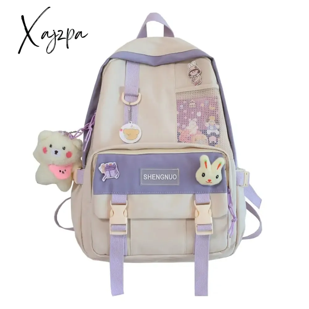 Xajzpa - Casual for Girl Student Backpack Large Capacity Travel Female Fashion School Bags High Quality Cute for Teenager Backpack