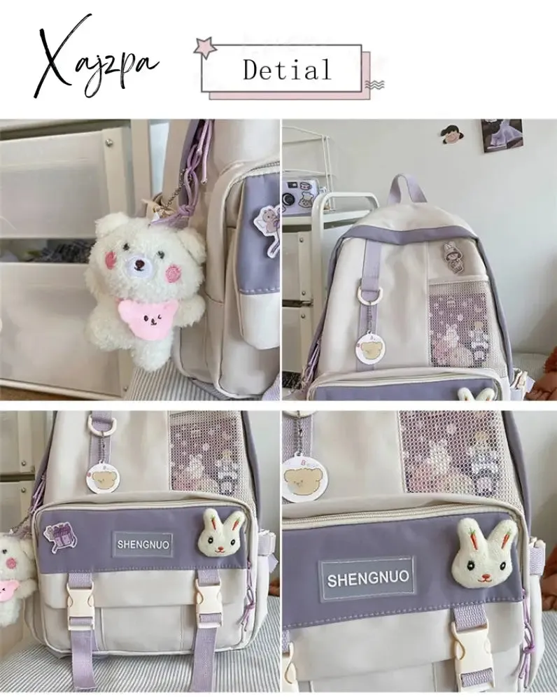 Xajzpa - Casual for Girl Student Backpack Large Capacity Travel Female Fashion School Bags High Quality Cute for Teenager Backpack
